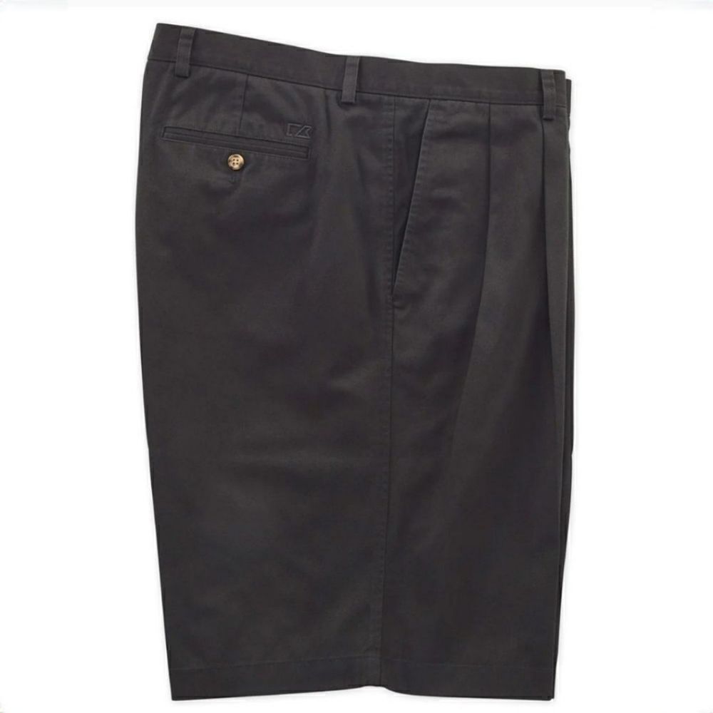 Cutter & Buck Men's Black Twill Microfiber Pleated Golf Shorts